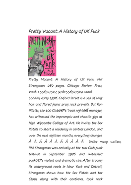 Pretty Vacant: a History of UK Punk
