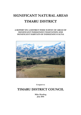 Significant Natural Areas Timaru District