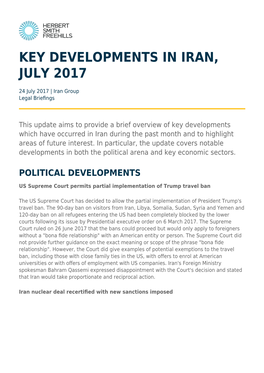 Key Developments in Iran, July 2017