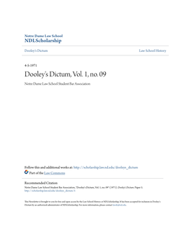 Dooley's Dictum, Vol. 1, No. 09 Notre Dame Law School Student Bar Association