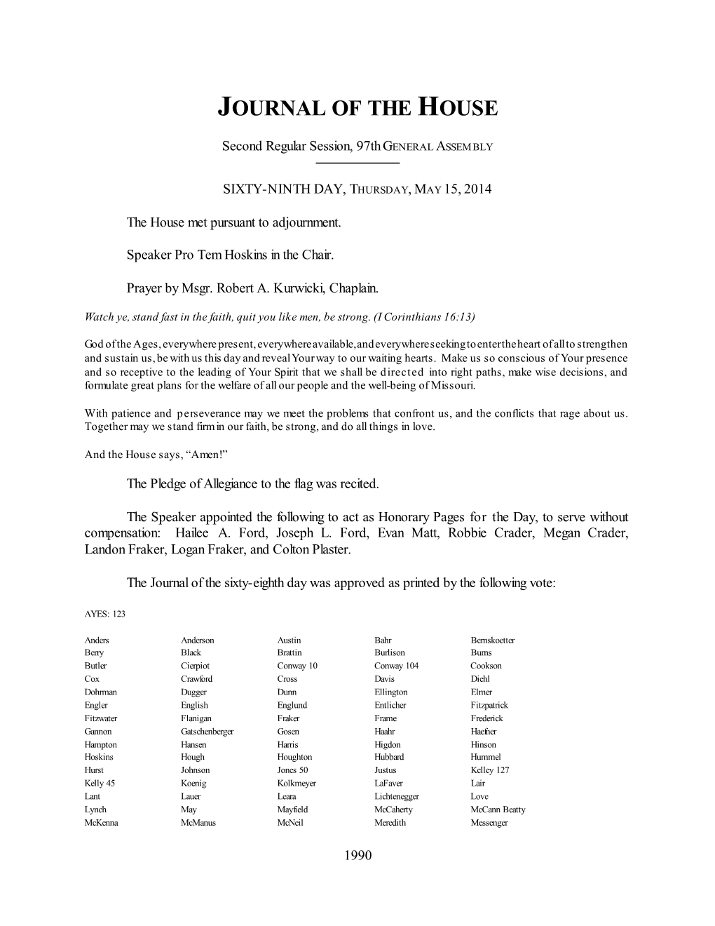 Journal of the House