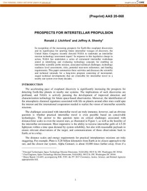 Prospects for Interstellar Propulsion