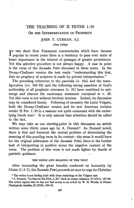 The Teaching of Ii Peter 1:20 John T. Curran, S.J. in The