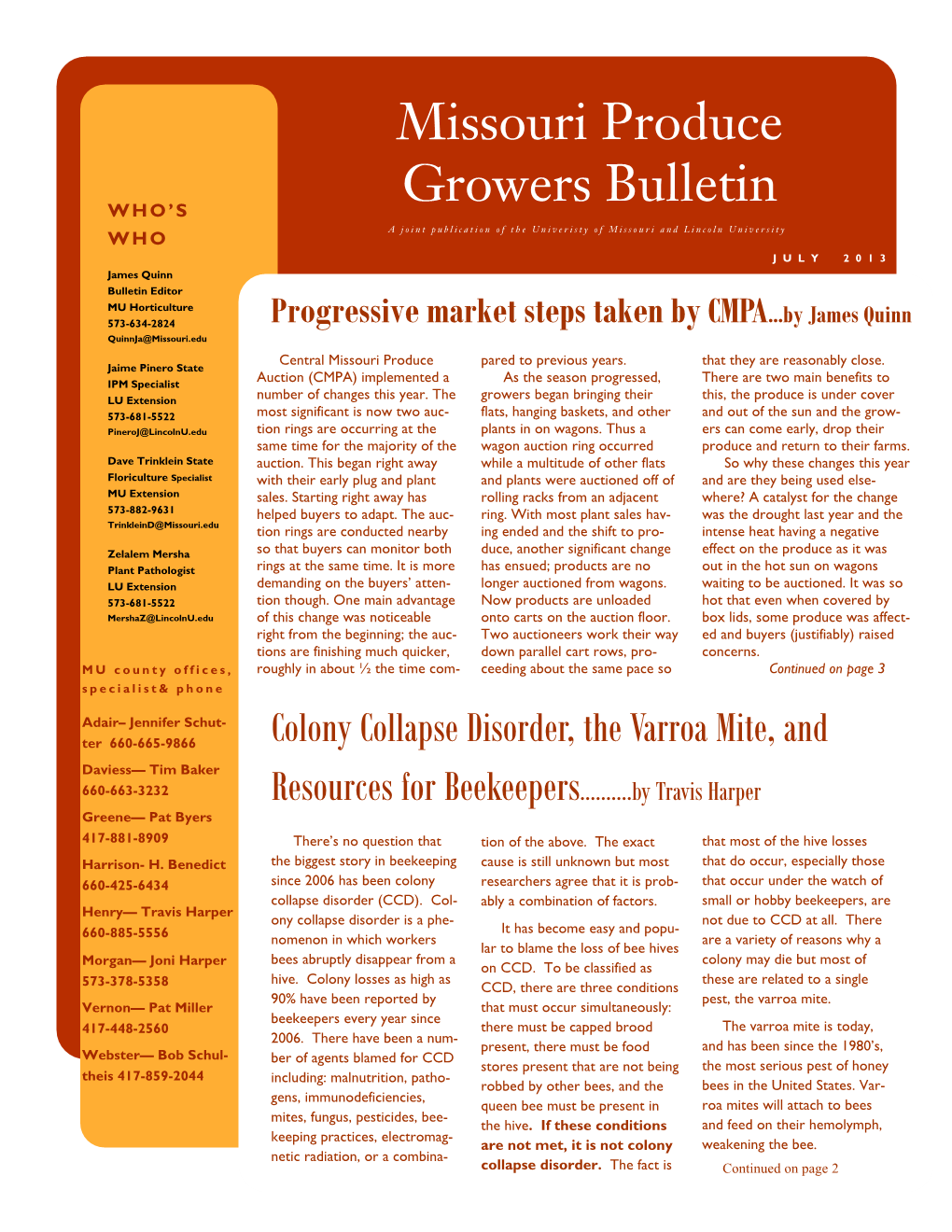 Missouri Produce Growers Bulletin, July 2013