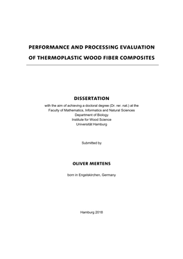 Performance and Processing Evaluation of Thermoplastic Wood Fiber Composites