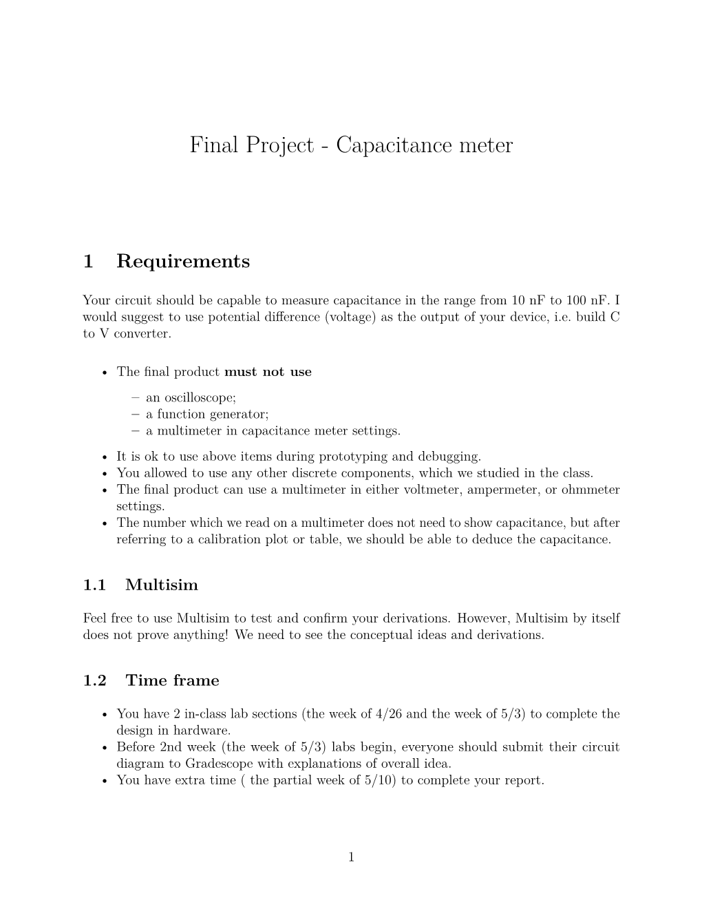 Final Project - Capacitance Meter