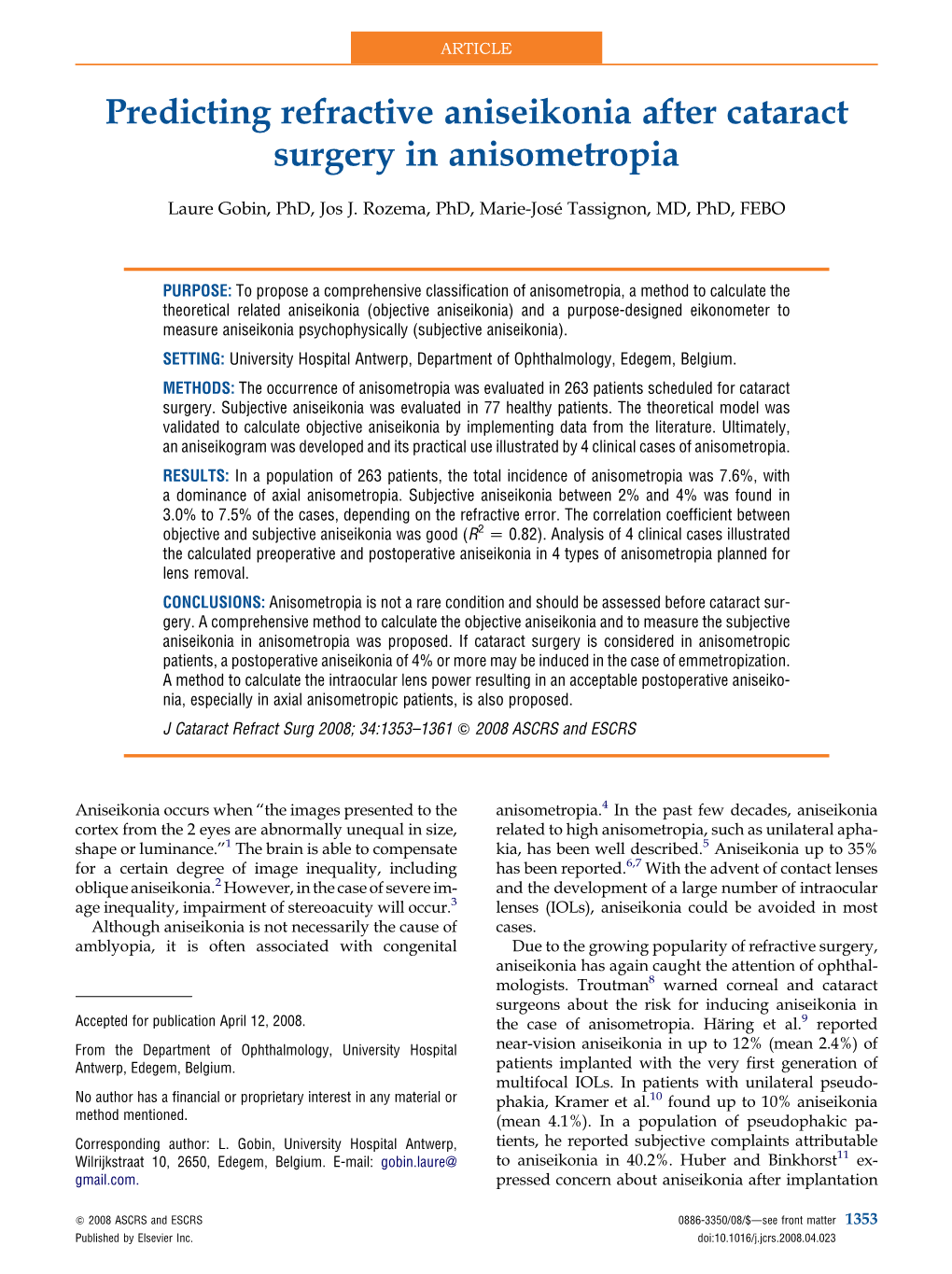 Predicting Refractive Aniseikonia After Cataract Surgery in Anisometropia