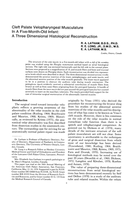 Cleft Palate Velopharyngeal Musculature in a Five-Month-Old Infant