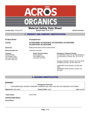 Material Safety Data Sheet Creation Date 19-May-2010 Revision Date 19-May-2010 Revision Number 1
