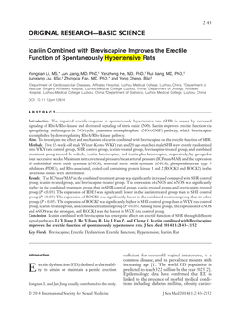 Icariin Combined with Breviscapine Improves the Erectile Function of Spontaneously Hypertensive Rats