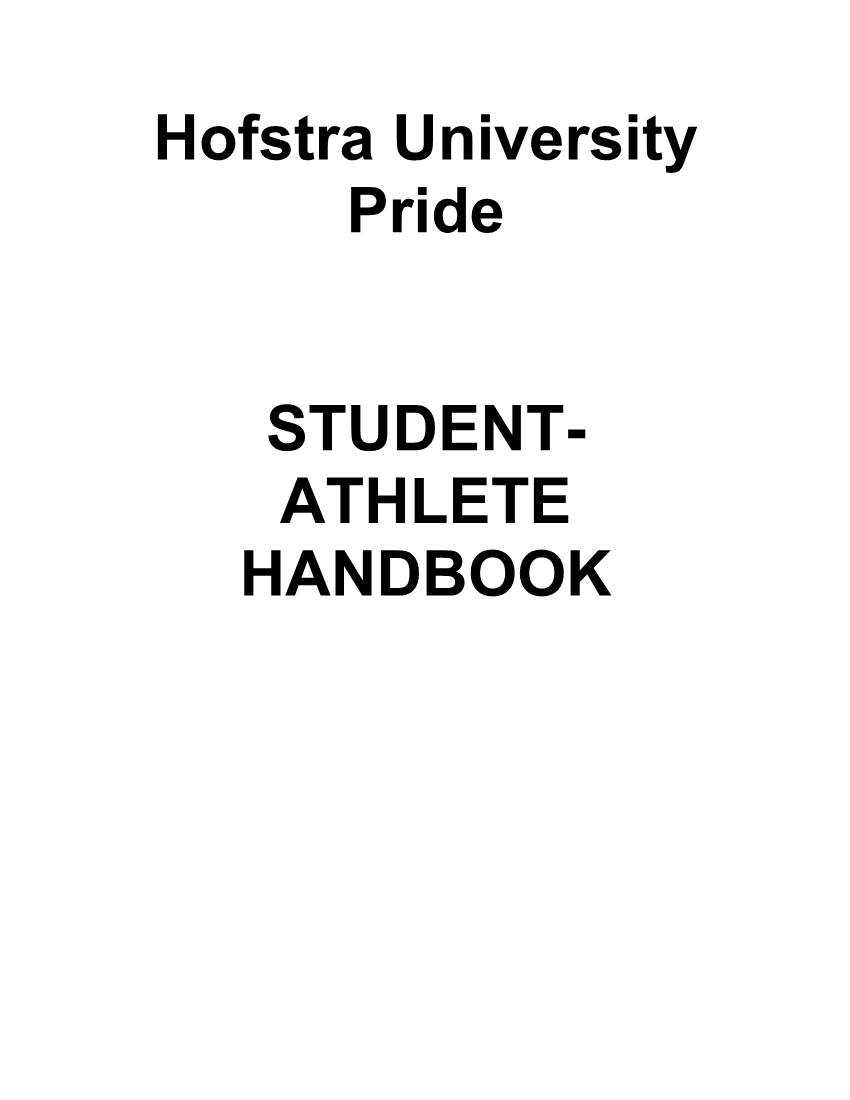 Hofstra University Pride STUDENT- ATHLETE HANDBOOK