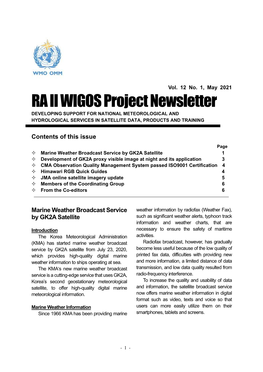 RA II WIGOS Project Newsletter DEVELOPING SUPPORT for NATIONAL METEOROLOGICAL and HYDROLOGICAL SERVICES in SATELLITE DATA, PRODUCTS and TRAINING