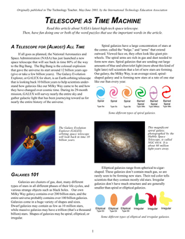 TELESCOPE AS TIME MACHINE Read This Article About NASA’S Latest High-Tech Space Telescope