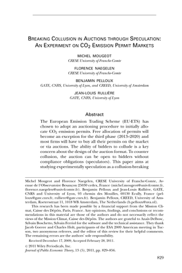 Breaking Collusion in Auctions Through Speculation: an Experiment on Co2 Emission Permit Markets