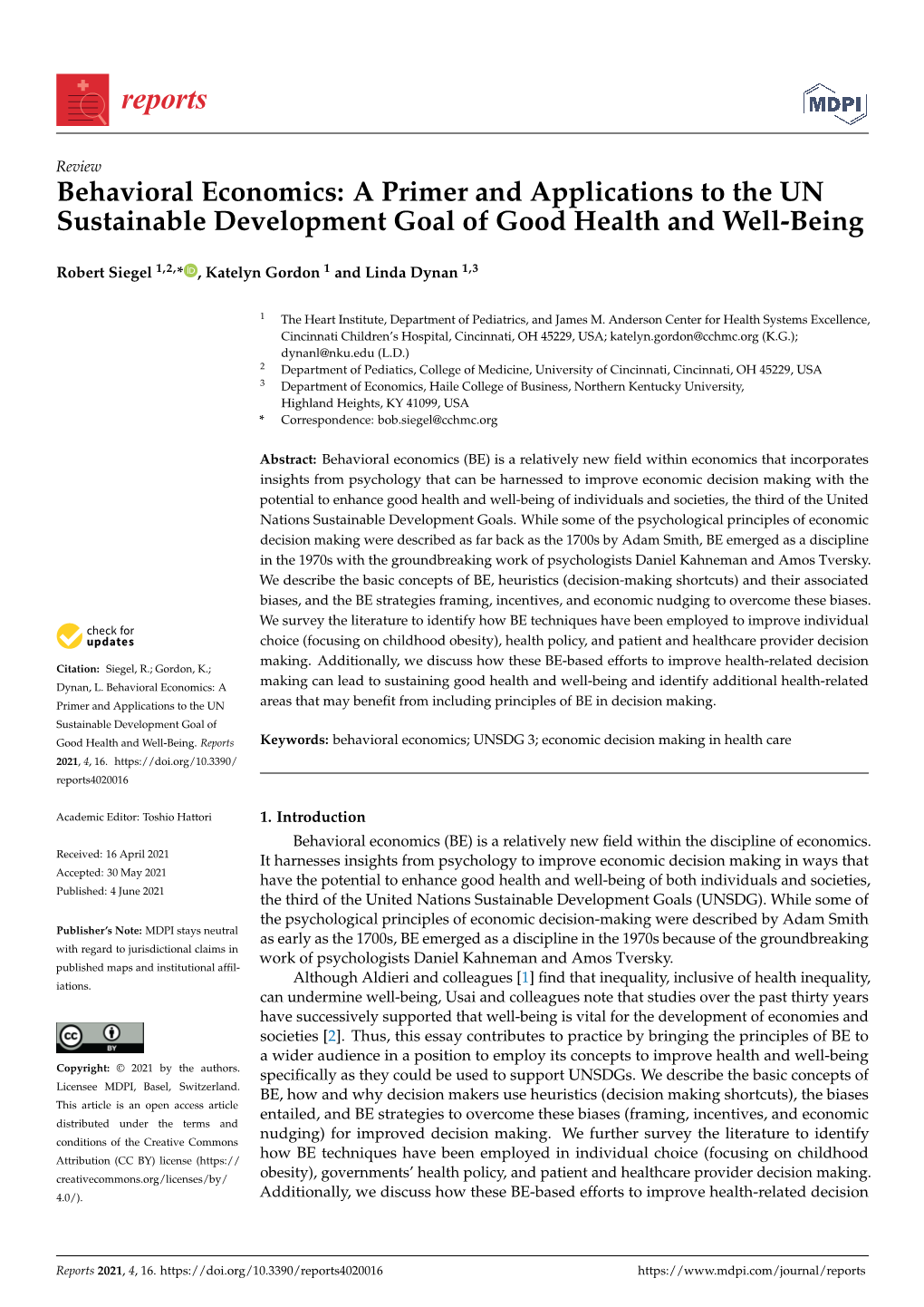 Behavioral Economics: a Primer and Applications to the UN Sustainable Development Goal of Good Health and Well-Being