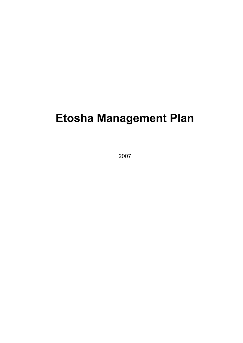 Etosha Management Plan