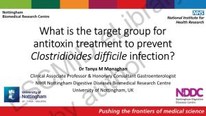 What Is the Target Group for Antitoxin Treatment to Prevent Clostridioides