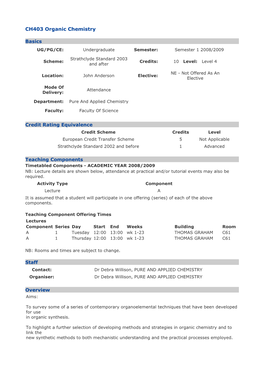 CH403 Organic Chemistry