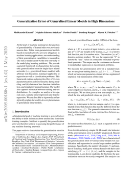 Generalization Error of Generalized Linear Models in High Dimensions