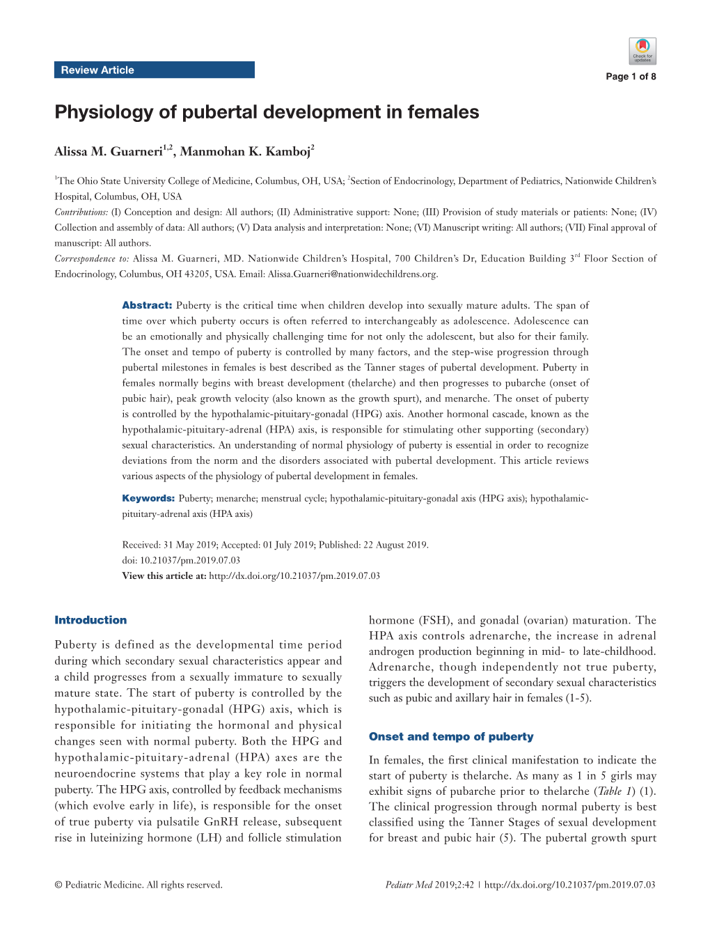 Physiology of Pubertal Development in Females