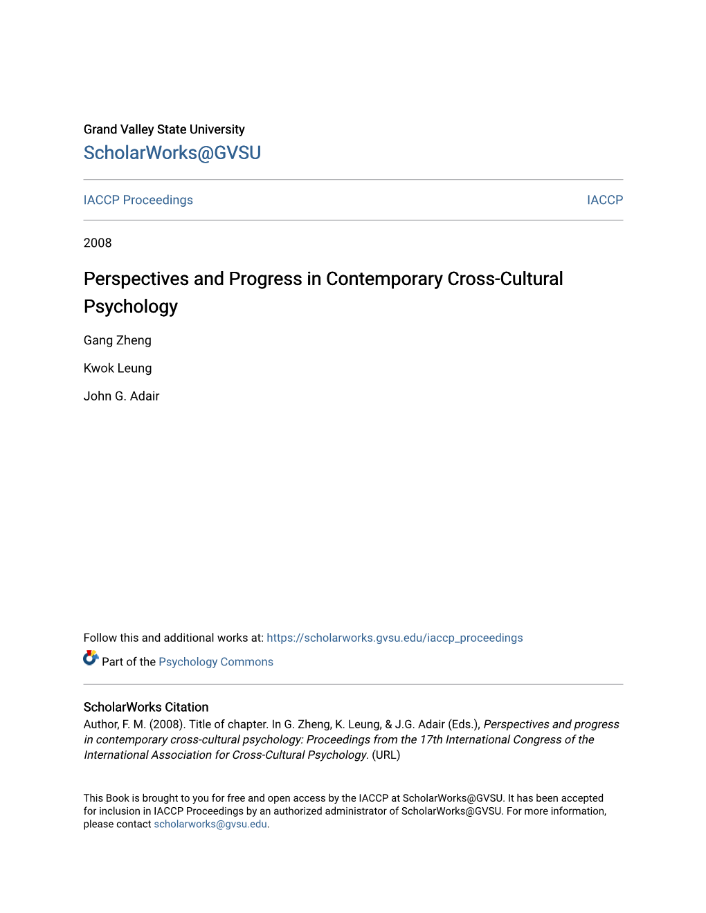 Perspectives and Progress in Contemporary Cross-Cultural Psychology