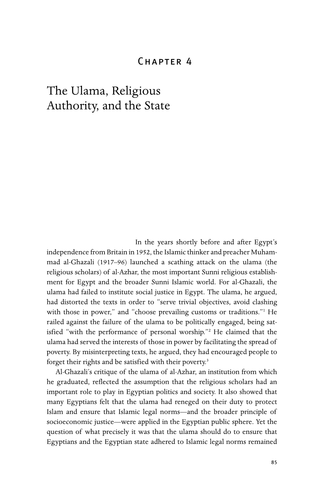 The Ulama, Religious Authority, and the State