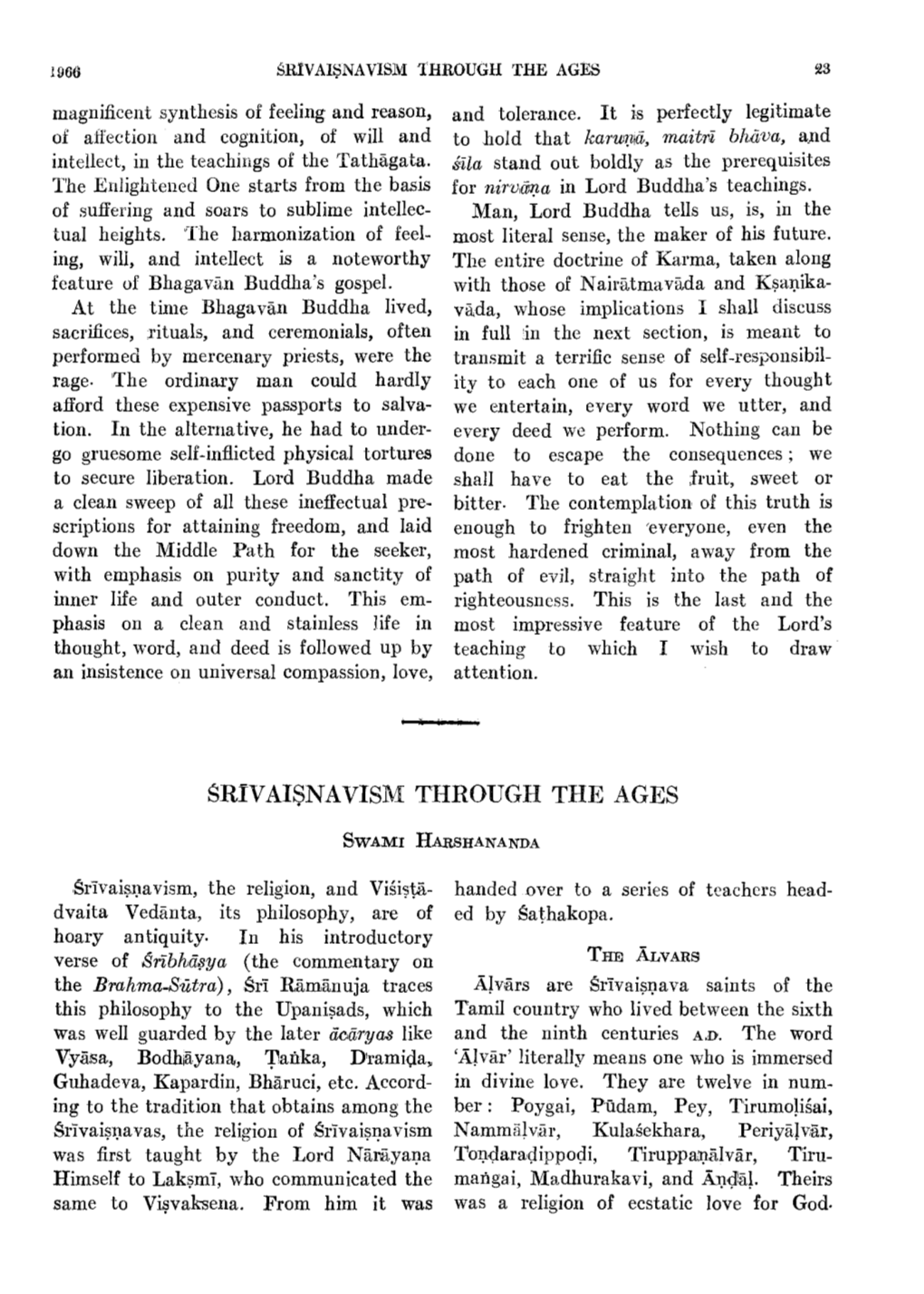 Sri Vaisnavism Through the Ages