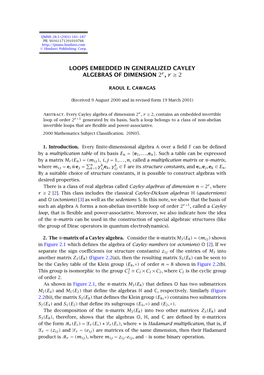 Loops Embedded in Generalized Cayley Algebras of Dimension 2R