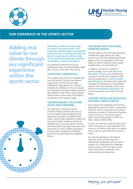 Our Experience in the Sports Sector
