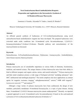 Novel Semicarbazone-Based Amidoalkylation Reagents: Preparation and Application to the Stereoselective Synthesis of 14-Membered Hexaaza Macrocycles