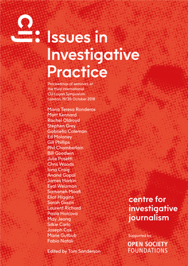 Issues in Investigative Practice Proceedings of Seminars at the Third International CIJ Logan Symposium London, 19/20 October 2018