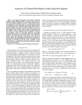 Analysis of Chirped Oscillators Under Injection Signals