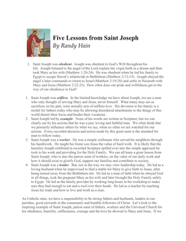 Five Lessons from Saint Joseph by Randy Hain