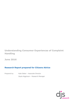 (2016) Understanding Consumer Experiences of Complaint Handling