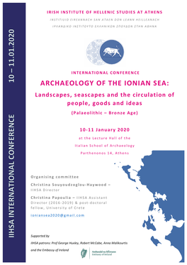 ARCHAEOLOGY of the IONIAN SEA: Landscapes, Seascapes and the Circulation of People, Goods and Ideas (Palaeolithic – Bronze Age)
