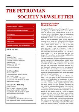 The Petronian Society Newsletter