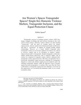 Are Women's Spaces Transgender Spaces?