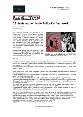 CSI Tests Authenticate Pollock's Final Work