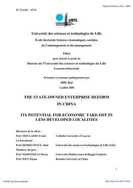 The State-Owned Enterprise Reform in China Its