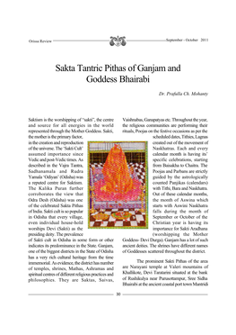 Sakta Tantric Pithas of Ganjam and Goddess Bhairabi