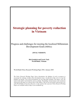 Strategic Planning for Poverty Reduction in Vietnam
