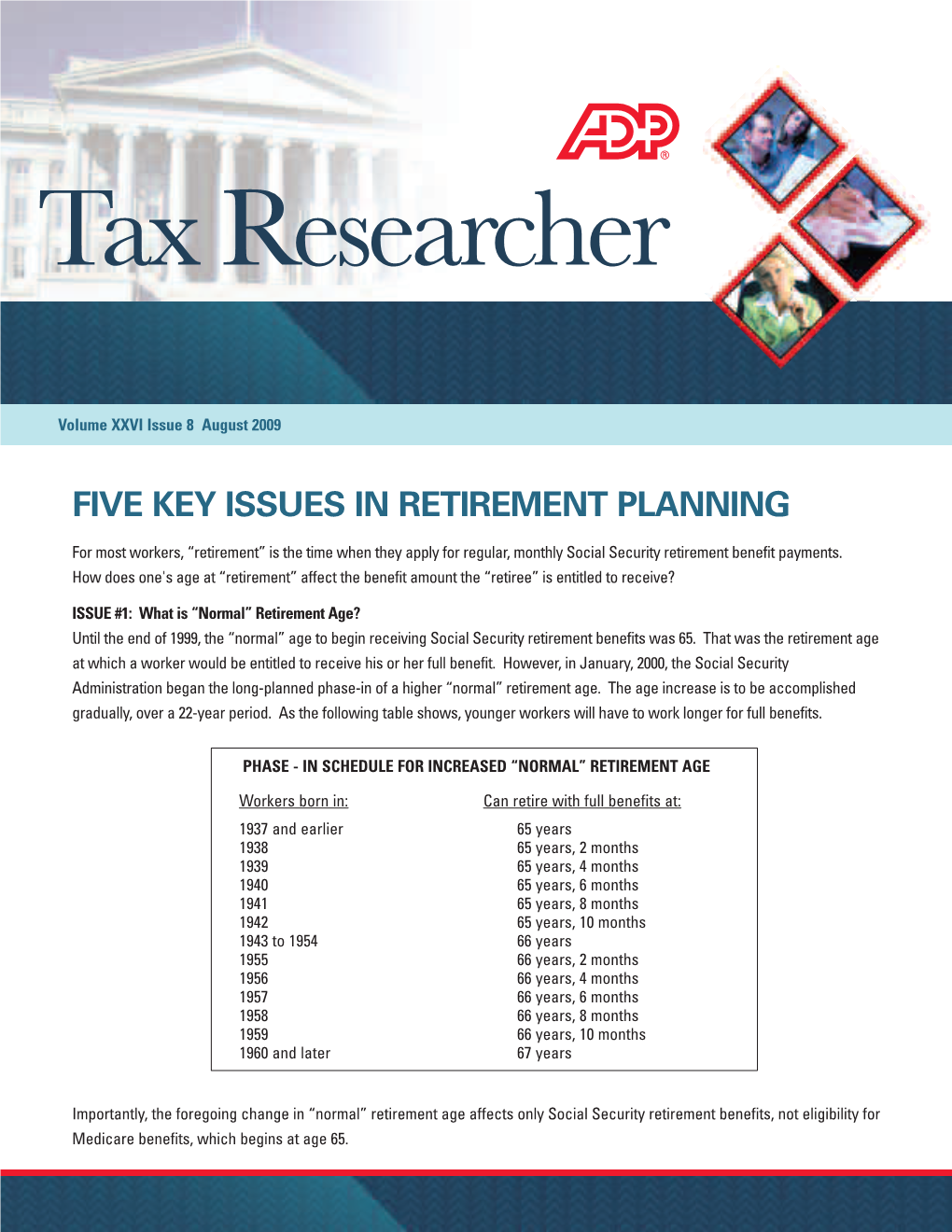Five Key Issues in Retirement Planning