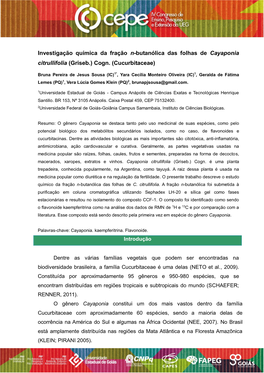 Investigação Química Da Fração N-Butanólica Das Folhas De Cayaponia Citrullifolia (Griseb.) Cogn