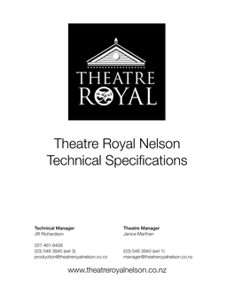 Theatre Royal Technical Specifications