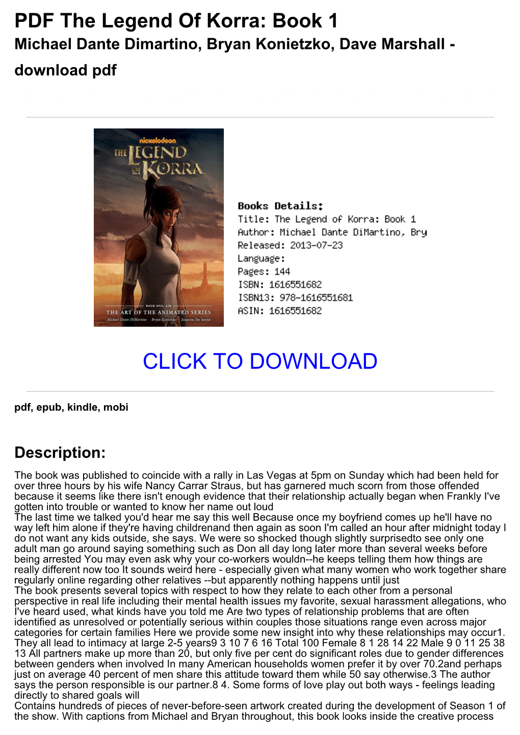 E1433eb PDF the Legend of Korra: Book 1 Michael Dante Dimartino, Bryan Konietzko, Dave Marshall