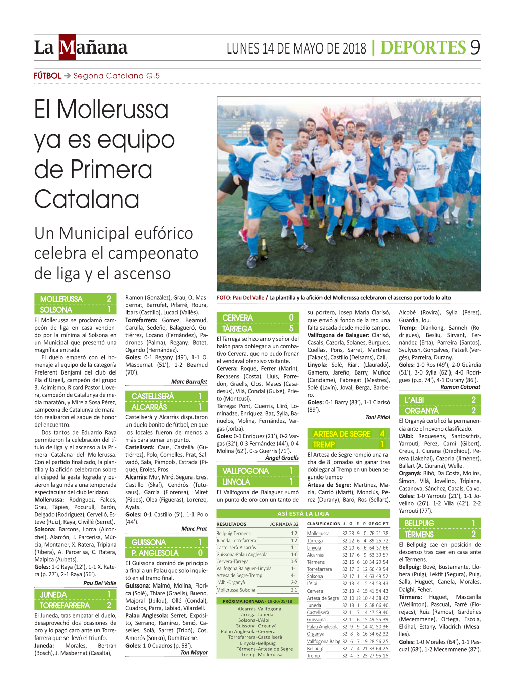 El Mollerussa Ya Es Equipo De Primera Catalana Un Municipal Eufórico Celebra El Campeonato De Liga Y El Ascenso