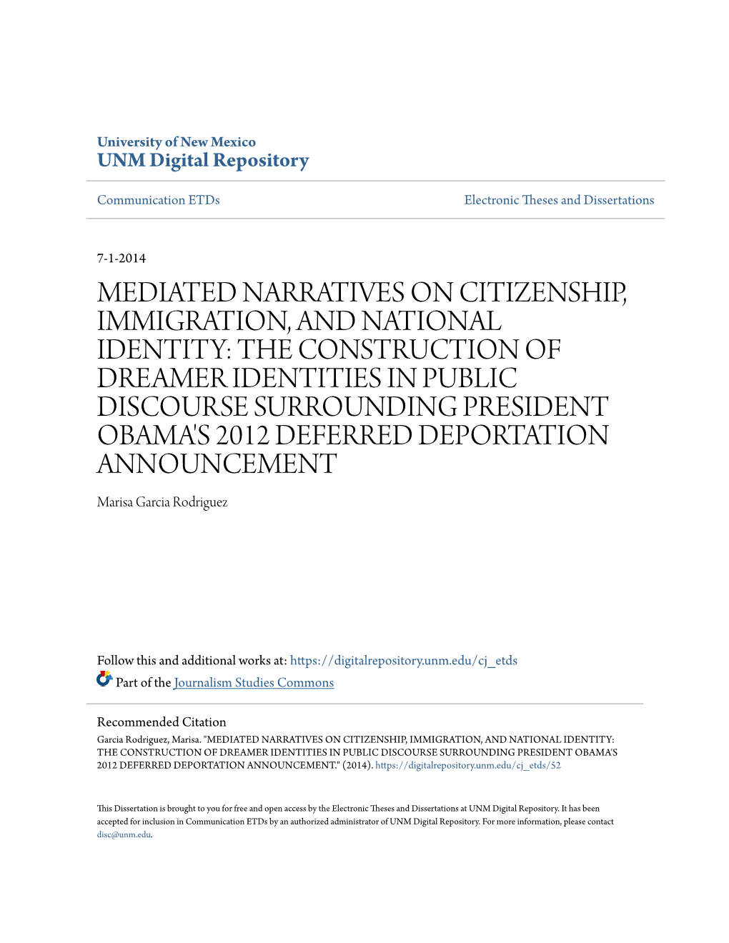 Mediated Narratives on Citizenship, Immigration, and National Identity