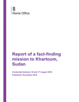 Report of a Fact-Finding Mission to Khartoum, Sudan