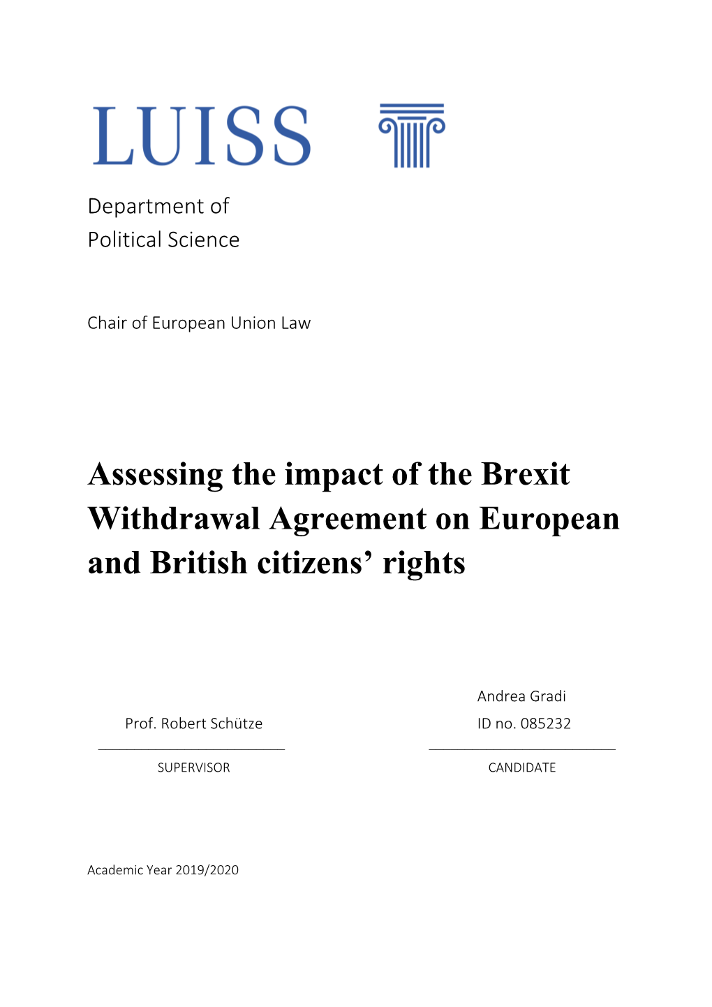 Assessing the Impact of the Brexit Withdrawal Agreement on European and British Citizens’ Rights