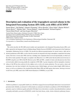 (IFS-AER, Cycle 45R1) of ECMWF